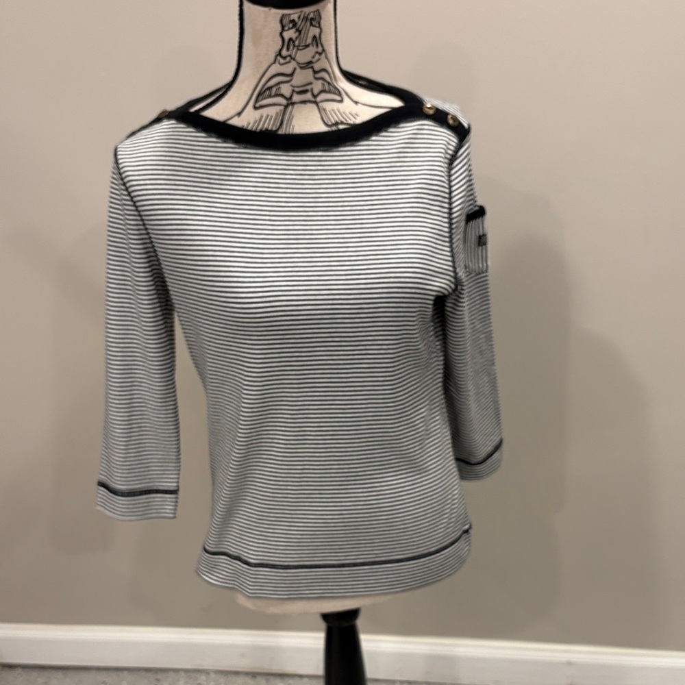 Ralph Lauren Black and White Striped Top NWT